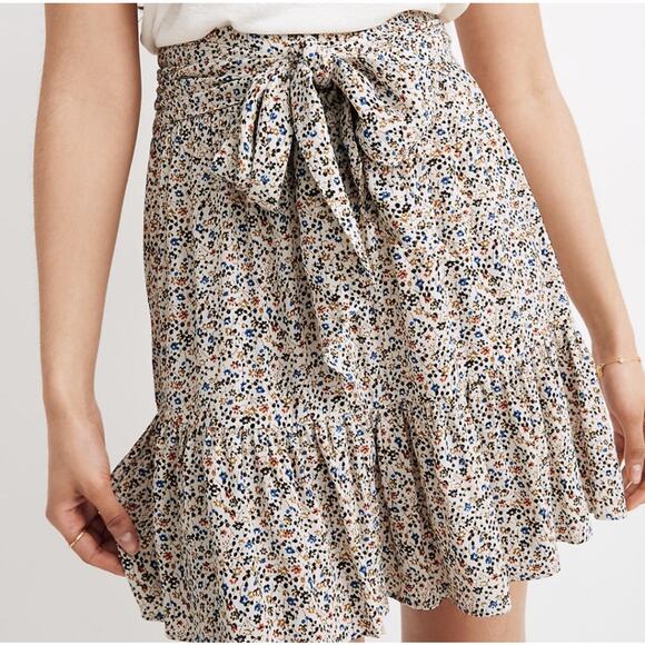 Madewell Tie-Waist Tiered Mini Skirt in Fieldwalk Floral XXL VGUC - Picture 1 of 5